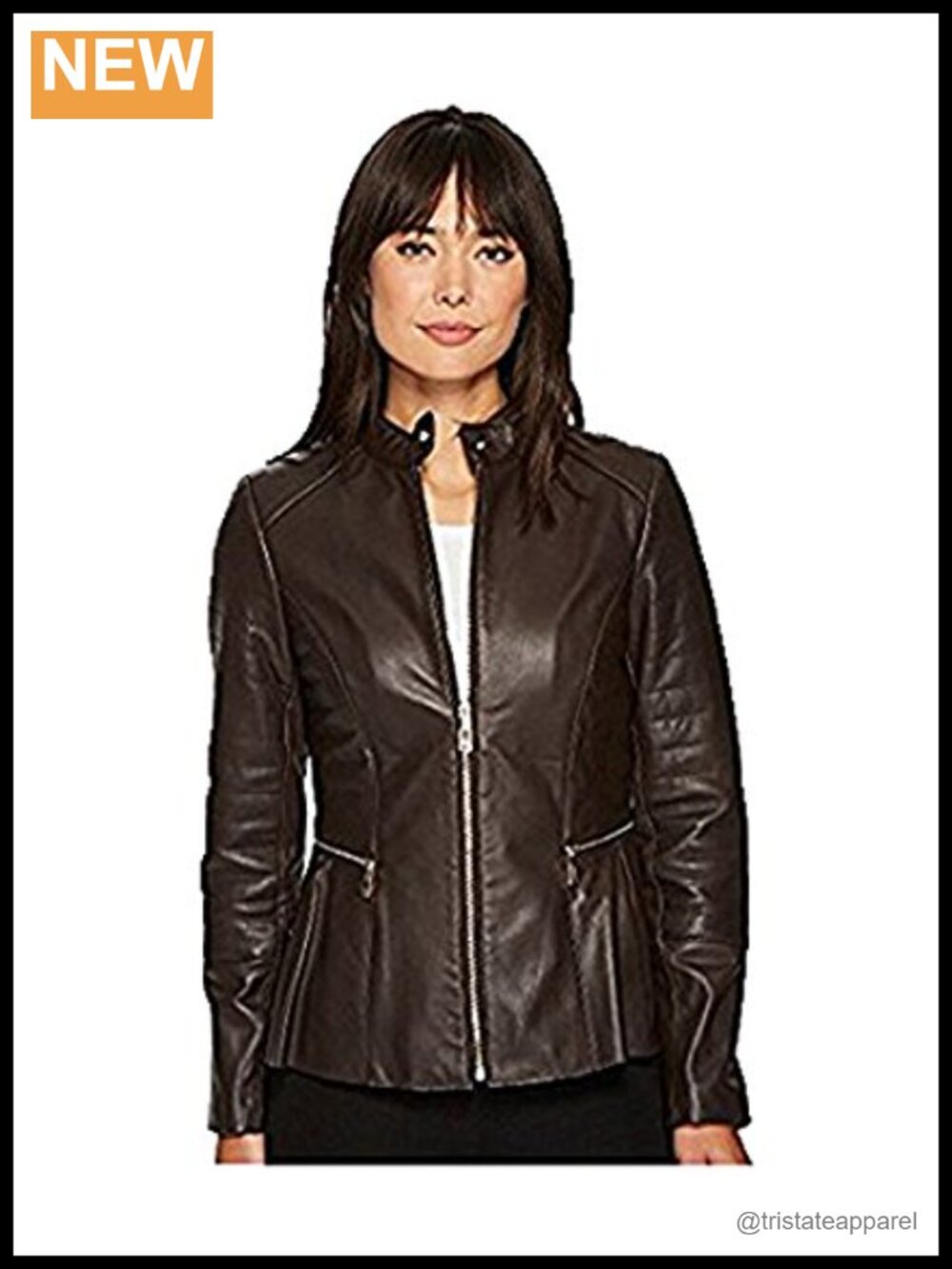 Real Lambskin Leather Biker Jacket Women Moto Zipper Coat